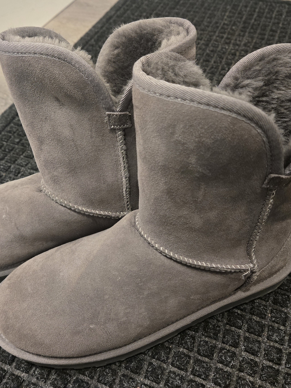 Kirkland Signature Grey Suede Shearling Ankle Boots